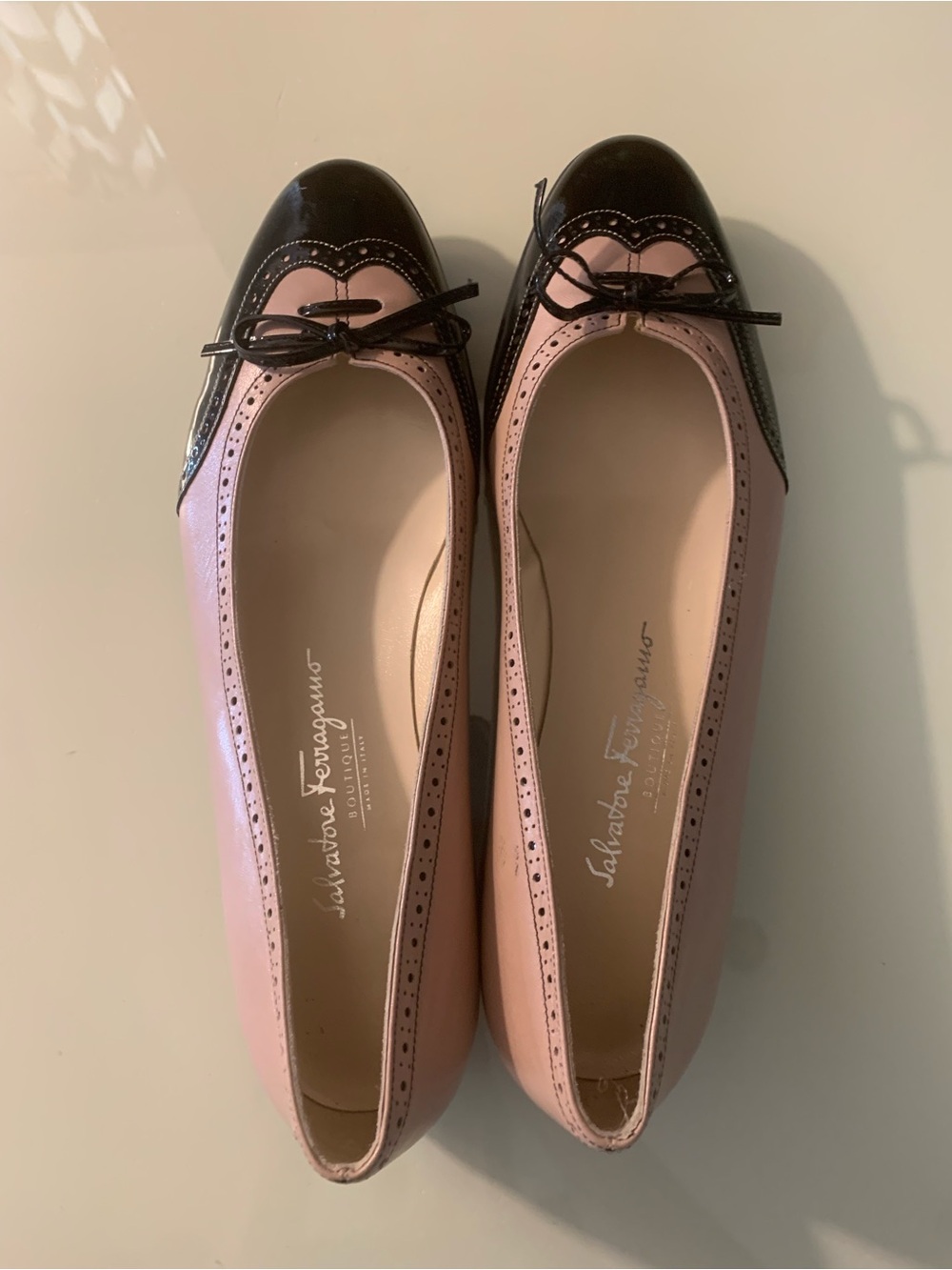 Salvatore Ferragamo Pink and Black Two-Tone Ballet Flats NWOB 9 - Picture 2 of 8